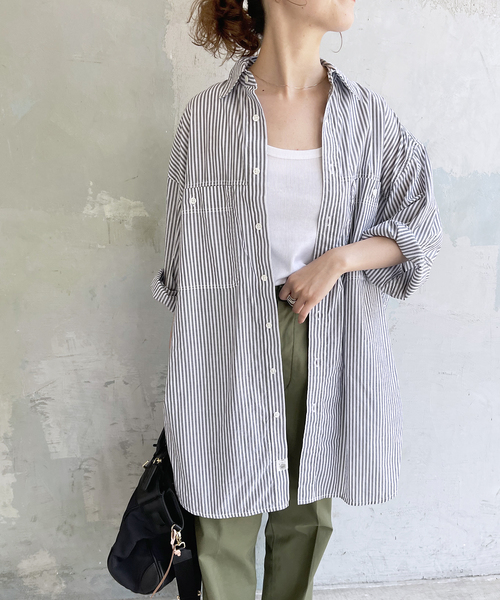 Spick & Span - 美品♪スピックアンドスパン ロングセットバックシャツ バンドカラー 白シャツ Spick & Span（スピックアンドスパン）の「≪WEB限定追加
