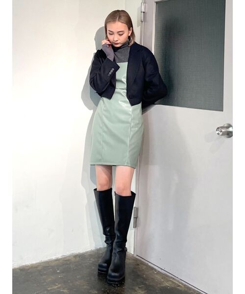 EMODA（エモダ）の「フィットミニワンピース（ワンピース・レディース・アイボリー/ブラック/ミント・FREE）」の4枚目の写真