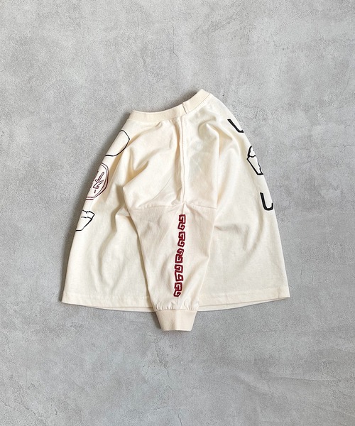 HOGAN RANCH WEAR（ホーガンランチウエア）の「ソデリブビッグロンT/前後プリント（90～140cm）（Tシャツ/カットソー・キッズ・チャコール/グレー/ベージュ/オフホワイト・90/100/110/120/130/140）」の7枚目の写真