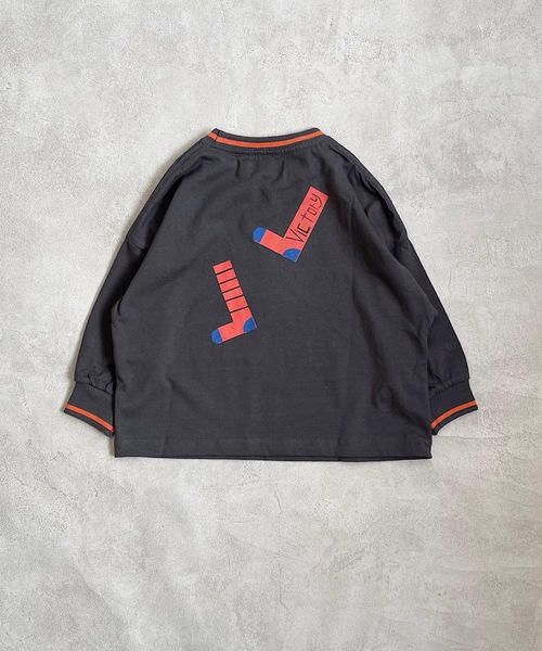 HOGAN RANCH WEAR（ホーガンランチウエア）の「ソデリブビッグロンT/前後プリント（90～140cm）（Tシャツ/カットソー・キッズ・チャコール/グレー/ベージュ/オフホワイト・90/100/110/120/130/140）」の10枚目の写真