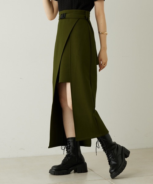 Chico（チコ）の「ベルト付きポンチレイヤードタイトスカート（スカート・レディース・ブラック/ベージュ/カーキ・FREE）」の3枚目の写真