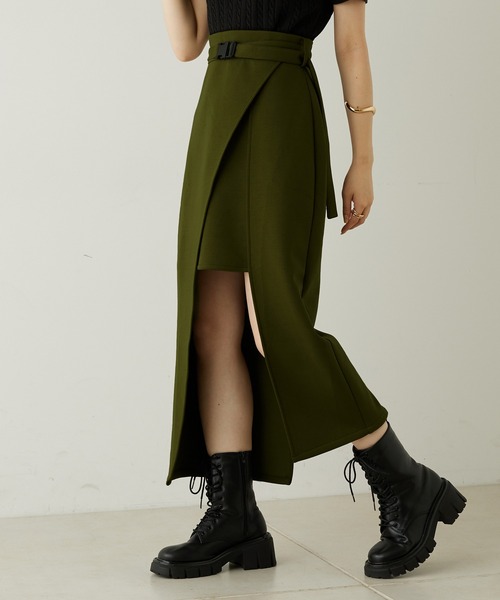 Chico（チコ）の「ベルト付きポンチレイヤードタイトスカート（スカート・レディース・ブラック/ベージュ/カーキ・FREE）」の14枚目の写真