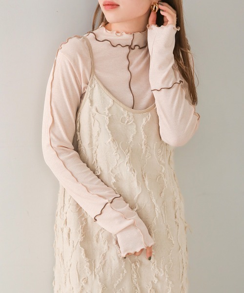 Bab(バブ)の「シャギージャガードキャミワンピース(ワンピース・レディース・ライトグレー/ブラック/アイボリー・M)」の13枚目の写真