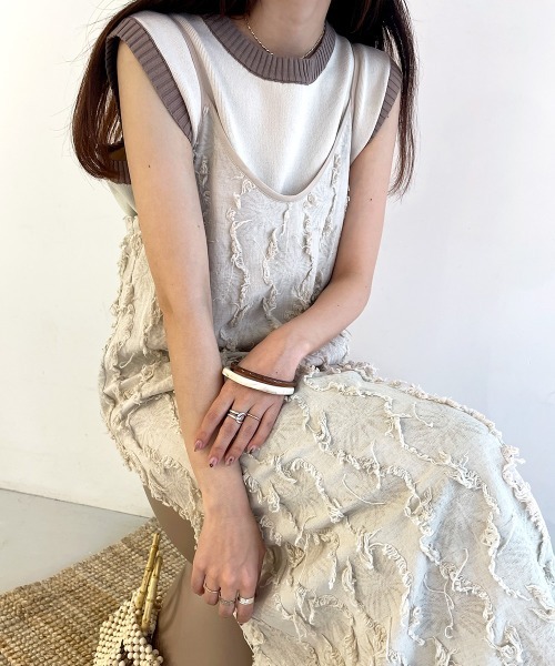 Bab(バブ)の「シャギージャガードキャミワンピース(ワンピース・レディース・ライトグレー/ブラック/アイボリー・M)」の20枚目の写真