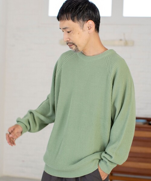 coen（コーエン）の「[洗える]アクリルカタアゼクルーネックカラーニット（ニット/セーター・メンズ・オフホワイト/イエロー/ライラック/ケリー・SMALL/MEDIUM/LARGE/X-LARGE）」の17枚目の写真