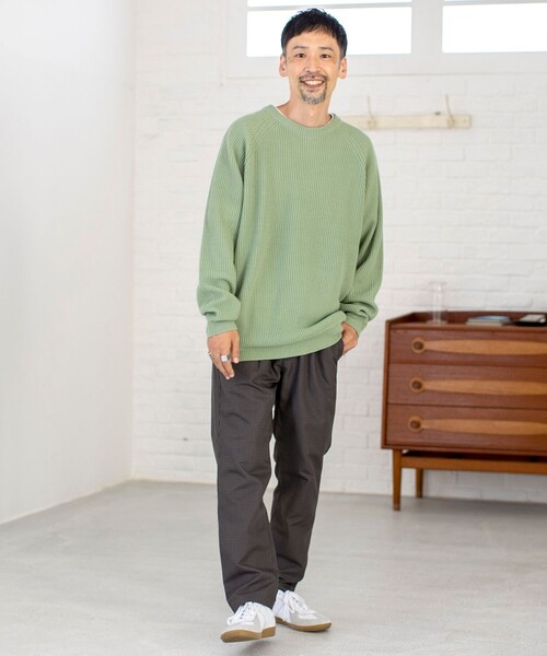 coen（コーエン）の「[洗える]アクリルカタアゼクルーネックカラーニット（ニット/セーター・メンズ・オフホワイト/イエロー/ライラック/ケリー・SMALL/MEDIUM/LARGE/X-LARGE）」の21枚目の写真