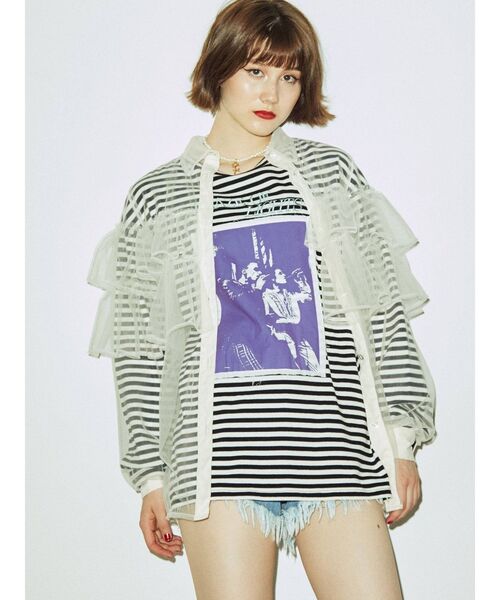 jouetie(ジュエティ)の「シアーフリルオーバーシャツ(シャツ/ブラウス・レディース・ブルー/ブラック/アイボリー・MEDIUM)」の17枚目の写真