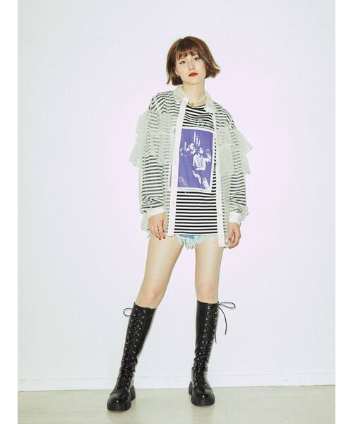 jouetie(ジュエティ)の「シアーフリルオーバーシャツ(シャツ/ブラウス・レディース・ブルー/ブラック/アイボリー・MEDIUM)」の19枚目の写真