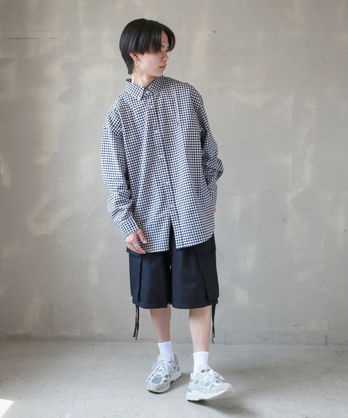 SPINNS（スピンズ）の「【ビックシルエット】ワンポイント刺繍 長袖オックスフォード柄シャツ（シャツ/ブラウス・メンズ・ブラック系その他/ブラック系その他2/ネイビー系/ネイビー系1・ONESIZE）」の9枚目の写真