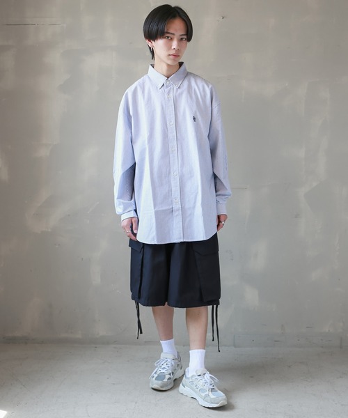 SPINNS（スピンズ）の「【ビックシルエット】ワンポイント刺繍 長袖オックスフォード柄シャツ（シャツ/ブラウス・メンズ・ブラック系その他/ブラック系その他2/ネイビー系/ネイビー系1・ONESIZE）」の12枚目の写真