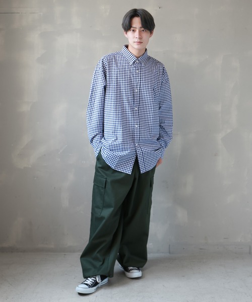 SPINNS（スピンズ）の「【ビックシルエット】ワンポイント刺繍 長袖オックスフォード柄シャツ（シャツ/ブラウス・メンズ・ブラック系その他/ブラック系その他2/ネイビー系/ネイビー系1・ONESIZE）」の10枚目の写真