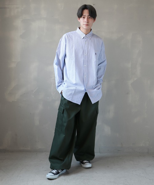 SPINNS（スピンズ）の「【ビックシルエット】ワンポイント刺繍 長袖オックスフォード柄シャツ（シャツ/ブラウス・メンズ・ブラック系その他/ブラック系その他2/ネイビー系/ネイビー系1・ONESIZE）」の18枚目の写真