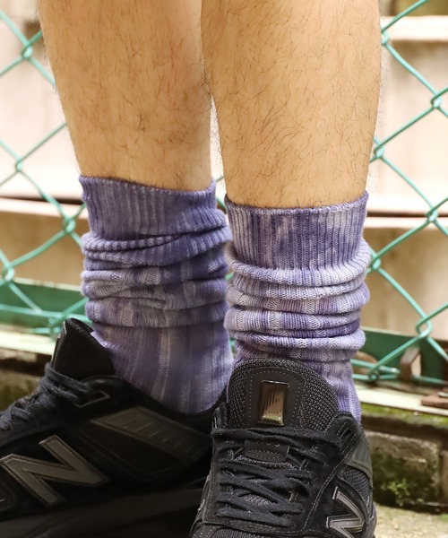 CAL O LINE（キャルオーライン）の「CAL O LINE/キャルオーライン TIE DYE KNEE LENGTH SOCKS タイダイ ソックス（ソックス/靴下・メンズ・ホワイト/ブラック/パープル/レッド/オリーブ/イエロー/オレンジ/ブルー・M）」の5枚目の写真