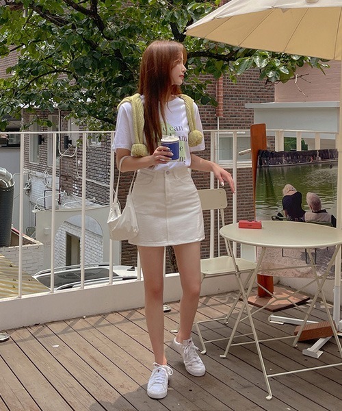 SONA（ソナ）の「SONYUNARA シンプルコットンミニスカート（スカート・レディース・ブラック/ライトブルー/アイボリー・MEDIUM/SMALL）」の4枚目の写真