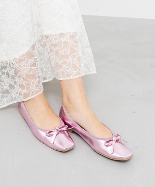 Launa lea ballet（ラウナレア バレエ）の「【レイン対応】 スクエアトゥバレエシューズ(RB7002A)（バレエシューズ・レディース・ブラック/ライトブラウン/ネイビー/ライトベージュ/アイボリー/ライトブルー/シルバー/パープル/ライトピンク/ゴールド/レッド・24.0cm/25.0cm/23.0cm/21.5cm/24.5cm/25.5cm/22.5cm/22.0cm/23.5cm/26.0cm/24.5㎝）」の8枚目の写真