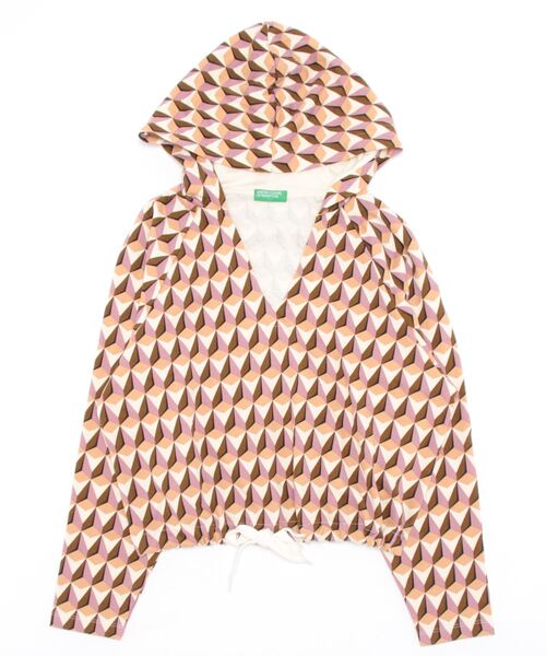 BENETTON (UNITED COLORS OF BENETTON)(ベネトンユナイテッドカラーズオブベネトン)の「フード付きドロスト総柄スウェットトップス(スウェット・レディース・ブラウン/ホワイト系その他・LARGE/MEDIUM/SMALL/X-SMALL)」の9枚目の写真