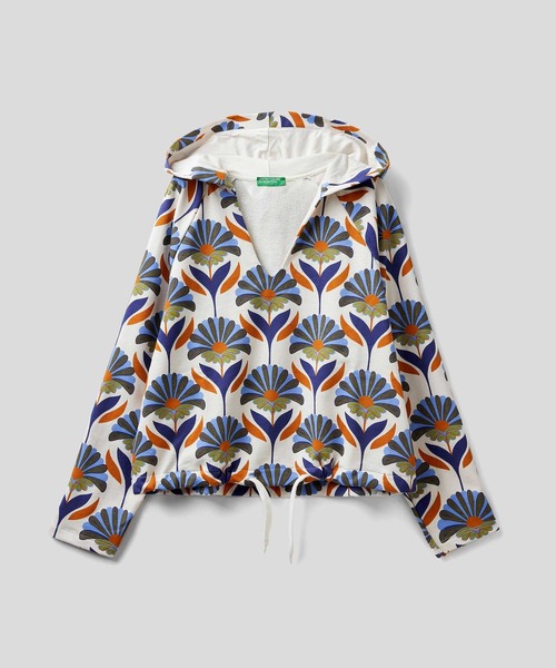 BENETTON (UNITED COLORS OF BENETTON)(ベネトンユナイテッドカラーズオブベネトン)の「フード付きドロスト総柄スウェットトップス(スウェット・レディース・ブラウン/ホワイト系その他・LARGE/MEDIUM/SMALL/X-SMALL)」の10枚目の写真