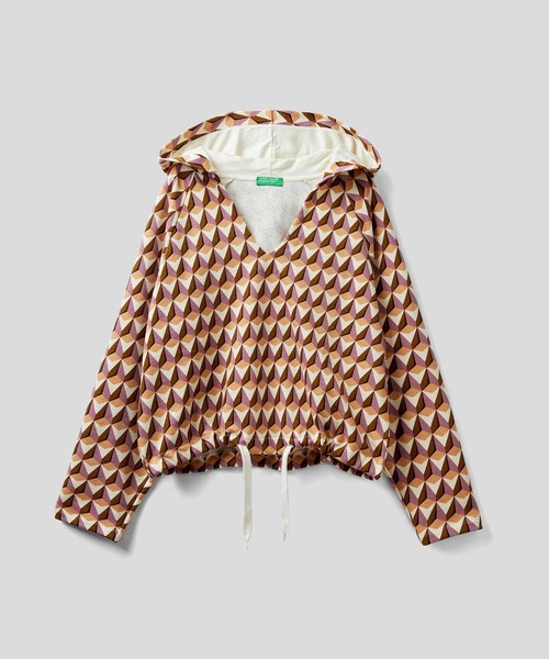 BENETTON (UNITED COLORS OF BENETTON)(ベネトンユナイテッドカラーズオブベネトン)の「フード付きドロスト総柄スウェットトップス(スウェット・レディース・ブラウン/ホワイト系その他・LARGE/MEDIUM/SMALL/X-SMALL)」の12枚目の写真
