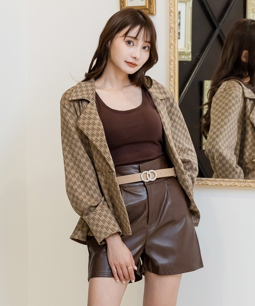 Julia Boutique（ジュリアブティック）の「ハイウエストフェイクレザーショートパンツ/22514（その他パンツ・レディース・ブラック/アイボリー/ブラウン・ONE）」の15枚目の写真