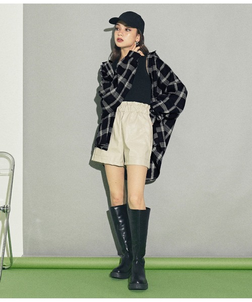 ANAP（アナップ）の「モノトーン起毛チェックシャツ（シャツ/ブラウス・レディース・ホワイト/ブラック・FREE）」の6枚目の写真