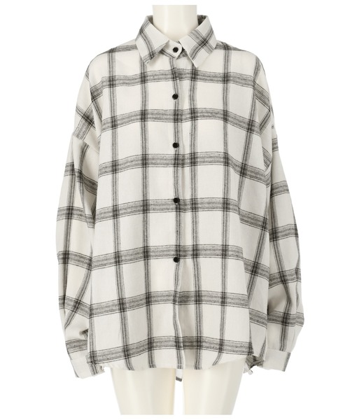 ANAP（アナップ）の「モノトーン起毛チェックシャツ（シャツ/ブラウス・レディース・ホワイト/ブラック・FREE）」の3枚目の写真