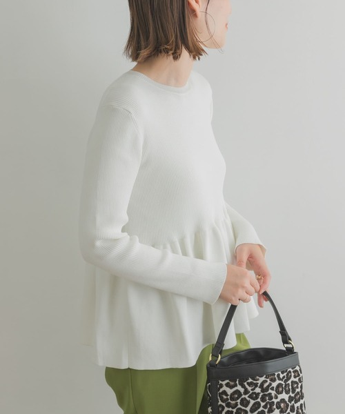 F by ROSSO(エフバイロッソ)の「F by ROSSO ウォッシャブルペプラムニット(ニット/セーター・レディース・ブルー/ブラック/オフホワイト・FREE)」の21枚目の写真