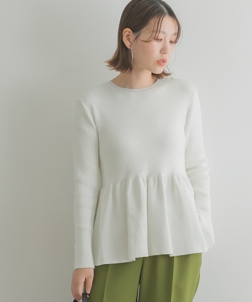 F by ROSSO(エフバイロッソ)の「F by ROSSO ウォッシャブルペプラムニット(ニット/セーター・レディース・ブルー/ブラック/オフホワイト・FREE)」の18枚目の写真