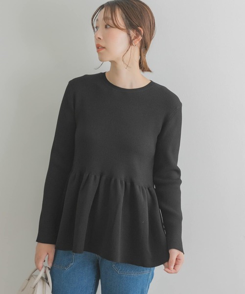 F by ROSSO(エフバイロッソ)の「F by ROSSO ウォッシャブルペプラムニット(ニット/セーター・レディース・ブルー/ブラック/オフホワイト・FREE)」の10枚目の写真