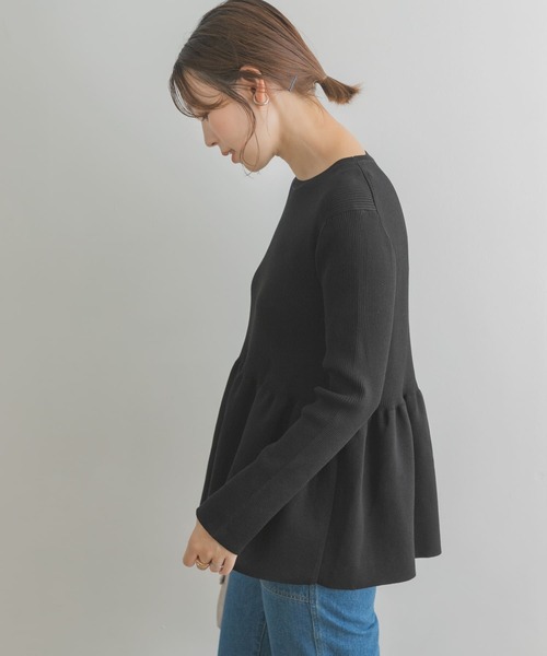 F by ROSSO(エフバイロッソ)の「F by ROSSO ウォッシャブルペプラムニット(ニット/セーター・レディース・ブルー/ブラック/オフホワイト・FREE)」の16枚目の写真