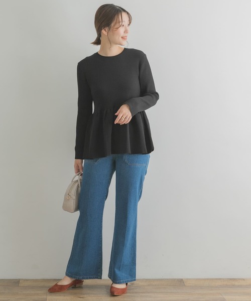 F by ROSSO(エフバイロッソ)の「F by ROSSO ウォッシャブルペプラムニット(ニット/セーター・レディース・ブルー/ブラック/オフホワイト・FREE)」の19枚目の写真