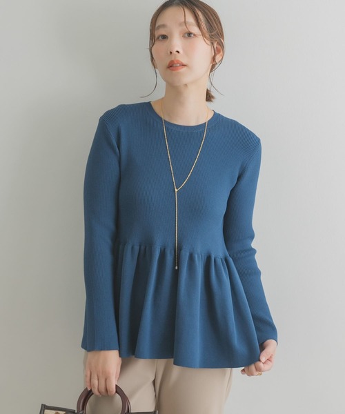 F by ROSSO(エフバイロッソ)の「F by ROSSO ウォッシャブルペプラムニット(ニット/セーター・レディース・ブルー/ブラック/オフホワイト・FREE)」の17枚目の写真