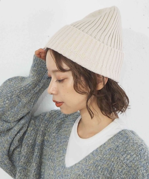 tiptop(ティップトップ)の「リブニットキャップ(ニットキャップ/ビーニー・レディース・ブラック/オレンジ/アイボリー/モカ・FREE)」の1枚目の写真