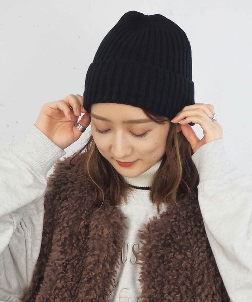 tiptop(ティップトップ)の「リブニットキャップ(ニットキャップ/ビーニー・レディース・ブラック/オレンジ/アイボリー/モカ・FREE)」の11枚目の写真