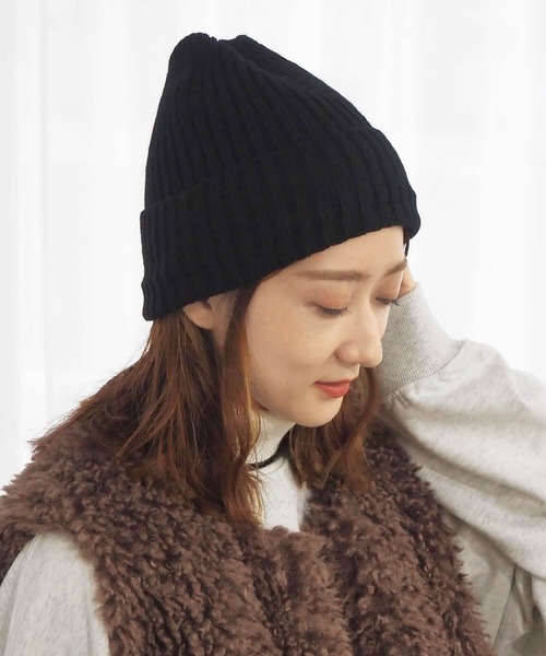 tiptop(ティップトップ)の「リブニットキャップ(ニットキャップ/ビーニー・レディース・ブラック/オレンジ/アイボリー/モカ・FREE)」の12枚目の写真