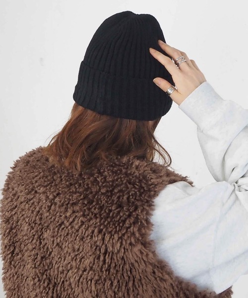 tiptop(ティップトップ)の「リブニットキャップ(ニットキャップ/ビーニー・レディース・ブラック/オレンジ/アイボリー/モカ・FREE)」の14枚目の写真