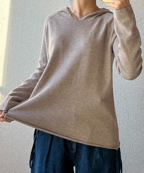 Coo+i(クーイ)の「フード付きプルオーバーニット(ニット/セーター・レディース・モカ/ベージュ/ホワイト/ブラック・FREE)」の5枚目の写真