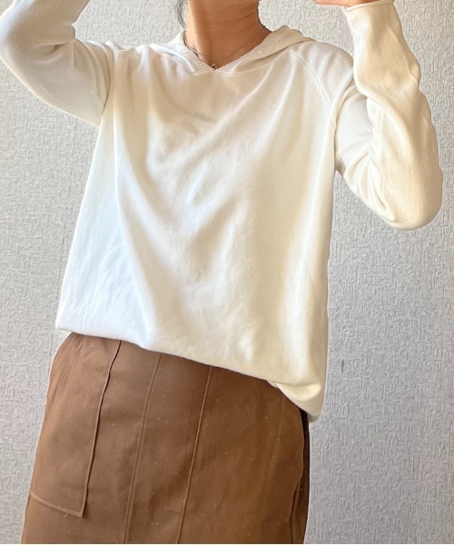 Coo+i(クーイ)の「フード付きプルオーバーニット(ニット/セーター・レディース・モカ/ベージュ/ホワイト/ブラック・FREE)」の17枚目の写真