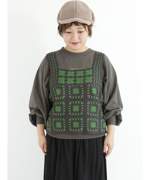 Samansa Mos2（サマンサ モスモス）の「かぎ針風ベスト（ベスト・レディース・ブラック/チャコール/キナリ・ﾌﾘ-）」の13枚目の写真