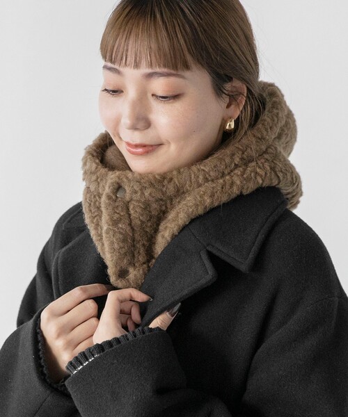 THE SHOP TK （ザ ショップ ティーケー ）の「◆【CLUEL 11月号掲載】/【COLDBREAKER別注】フードネックウォーマー（ネックウォーマー/スヌード・レディース・ベージュ/ダークブラウン・00）」の3枚目の写真