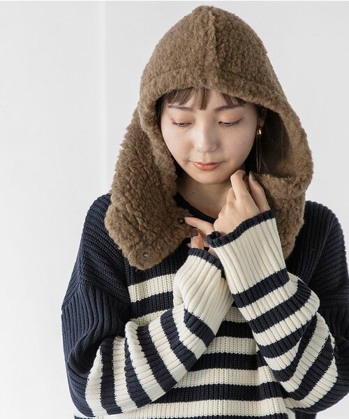 THE SHOP TK （ザ ショップ ティーケー ）の「◆【CLUEL 11月号掲載】/【COLDBREAKER別注】フードネックウォーマー（ネックウォーマー/スヌード・レディース・ベージュ/ダークブラウン・00）」の4枚目の写真