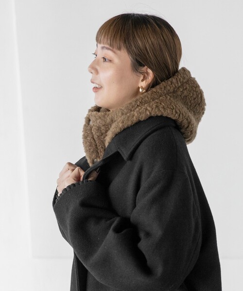 THE SHOP TK （ザ ショップ ティーケー ）の「◆【CLUEL 11月号掲載】/【COLDBREAKER別注】フードネックウォーマー（ネックウォーマー/スヌード・レディース・ベージュ/ダークブラウン・00）」の6枚目の写真