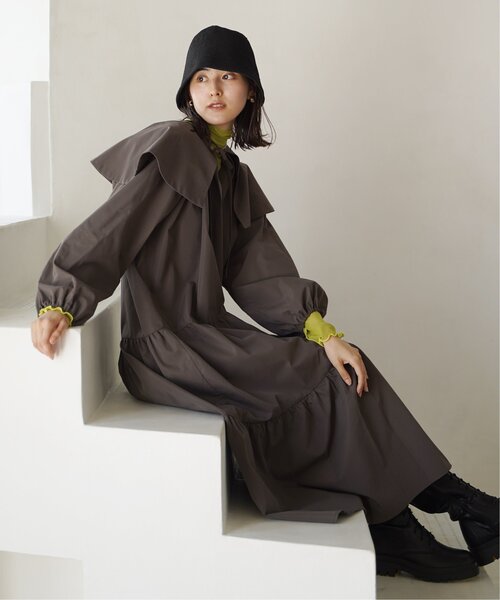 VENCEEXCHANGE（ヴァンスエクスチェンジ）の「ビッグカラーティアードワンピース／カラーワンピース／ロングワンピース／ボリュームティアード／レイヤード（ワンピース・レディース・チャコールグレー/オフホワイト/グリーン/ブルー・FREE）」の3枚目の写真