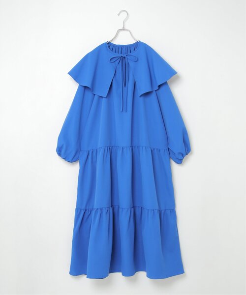 VENCEEXCHANGE（ヴァンスエクスチェンジ）の「ビッグカラーティアードワンピース／カラーワンピース／ロングワンピース／ボリュームティアード／レイヤード（ワンピース・レディース・チャコールグレー/オフホワイト/グリーン/ブルー・FREE）」の5枚目の写真