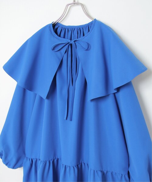 VENCEEXCHANGE（ヴァンスエクスチェンジ）の「ビッグカラーティアードワンピース／カラーワンピース／ロングワンピース／ボリュームティアード／レイヤード（ワンピース・レディース・チャコールグレー/オフホワイト/グリーン/ブルー・FREE）」の10枚目の写真