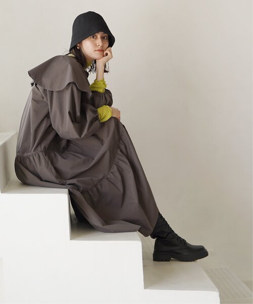 VENCEEXCHANGE（ヴァンスエクスチェンジ）の「ビッグカラーティアードワンピース／カラーワンピース／ロングワンピース／ボリュームティアード／レイヤード（ワンピース・レディース・チャコールグレー/オフホワイト/グリーン/ブルー・FREE）」の14枚目の写真