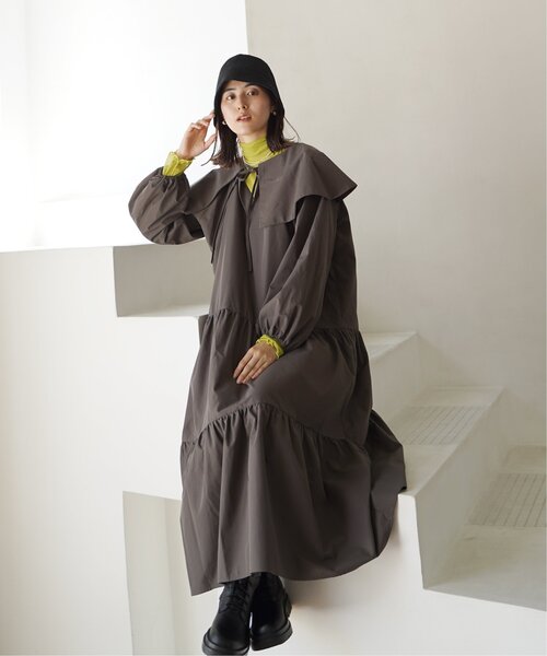 VENCEEXCHANGE（ヴァンスエクスチェンジ）の「ビッグカラーティアードワンピース／カラーワンピース／ロングワンピース／ボリュームティアード／レイヤード（ワンピース・レディース・チャコールグレー/オフホワイト/グリーン/ブルー・FREE）」の15枚目の写真