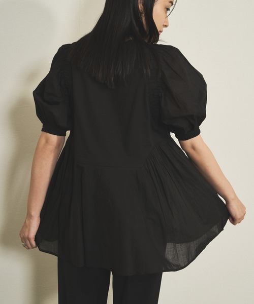 audrey and john wad(オードリーアンドジョンワッド)の「インドコットンパフスリーブロングブラウス -手洗い可-(シャツ/ブラウス・レディース・ダークオレンジ/アイボリー/ブラック/インディゴブルー・FREE)」の11枚目の写真