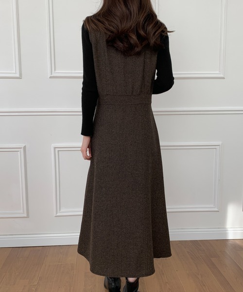 ECLIN(エクラン)の「カシュクールAラインフレアジャンパースカート(ワンピース・レディース・ブラック/ブラウン/グレー・S/M)」の12枚目の写真