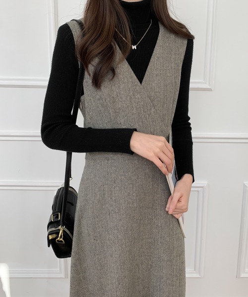 ECLIN(エクラン)の「カシュクールAラインフレアジャンパースカート(ワンピース・レディース・ブラック/ブラウン/グレー・S/M)」の16枚目の写真