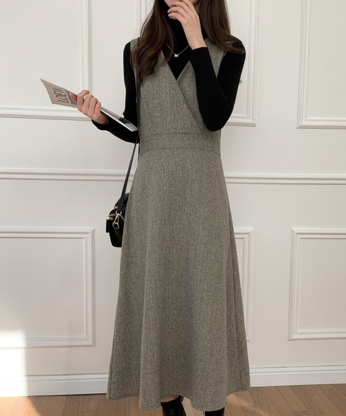 ECLIN(エクラン)の「カシュクールAラインフレアジャンパースカート(ワンピース・レディース・ブラック/ブラウン/グレー・S/M)」の19枚目の写真